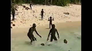 Sentinel island india original HD videodrone footage of tribal people