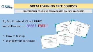 Great learning free courses | free project | certificate for all courses | certificate eligibility