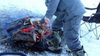 Ice Fishing : Ice fishing and Bush grilling Brook Trout