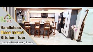 Mr.Mohanasundaram | Rich Stylish Glass Island Modular Kitchen Design | Arcmen Interior Decor Chennai