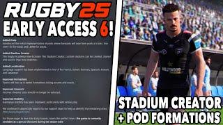 RUGBY 25 Early Access 6 - Stadium Creator, Pod Formations, New Passing Options - Gameplay & Thoughts