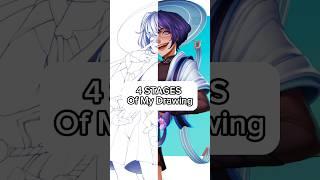 4 STAGES Of My WANDERER Drawing#art #digitalart #fanart #drawing #drawingprocess #genshinimpact