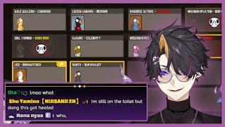 Shu doesn't want to miss the chaos that he joins chat in the toilet