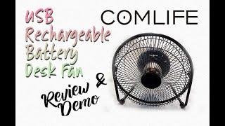 COMLIFE USB Rechargeable Battery Powered Desk Fan | Review/Demo