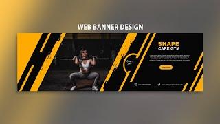 Web Banner Design in Illustrator  (Fitness Gym) | Gym Banner | Vertex Graphic