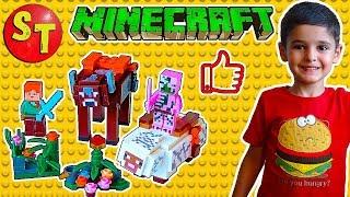 Фигурки МАЙНКРАФТ. Алекс и корова, СВИНОЗОМБИ на баране. Клон ЛЕГО | Minecraft LEGO clone funny kids