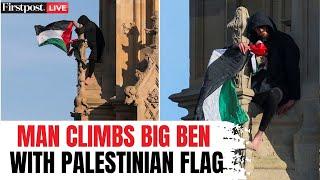 WATCH | Man Climbs London's Big Ben Tower Waving Palestinian Flag | Israel Hamas War | Gaza | N18G