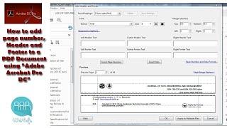 How to add page number,Header and Footer to a PDF Document using "Adobe Acrobat Pro DC"