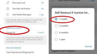 Telegram Auto Delete Account ? Self Destruct If inactive for 1 month ?