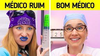 Médico bom contra médico ruim na cadeia! Fantásticos truques para pais no hospital do 123 GO!