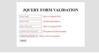 JQuery HTML Form Validation