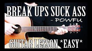 How to Play "break ups suck ass" by Powfu ft. sadeyes on Guitar for Beginners *TABS*