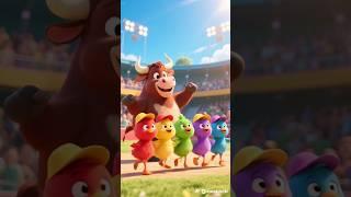 Colorful Chicks Dance with a Happy Bull in Madrid Arena #shorts
