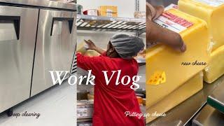 Work Vlog: deep cleaning, cleaning dirty machines, stainless steel appliances, labeling new cheese