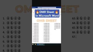 OMR Sheet in MS Word #shorts #msword #word #wordtricks