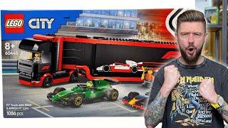 F1 CIĘŻARÓWKA Z BOLIDAMI RB20 I AM24 ️ LEGO CITY 60445 RECENZJA