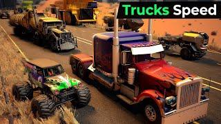 Trucks Speed Comparison in 3D | Heavy Trucks | Fictional Trucks |