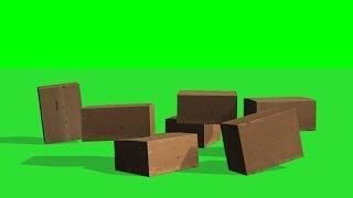 cardboard boxes fall to the ground - green screen effect