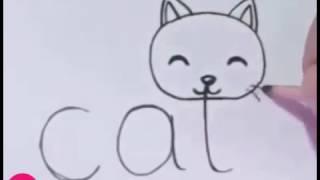 рисуем кошку из слова"cat"