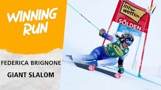 Brignone waves the Italian flag on the Rettenbach glacier | FIS Alpine Skiing World Cup 24-25