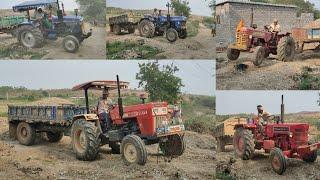 Swaraj 855 VS Eicher 551 VS Sonalika 740 VS Mahindra 415 XP & 275 Di  Tractors trali working