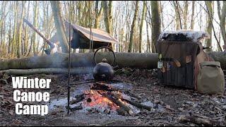 Winter Woodland Wild Camp by Canoe.  River Little Ouse.  Hammock Camping in the Amok Draumr UL.