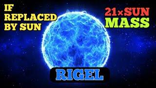 sun replaced by Rigel ( 21 times mass of sun ) || luminosity X (100000 times sun ) || RIGEL