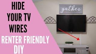 Hide Your Mounted TV Cords For Under $20 | RENTER FRIENDLY DIY  | RENTAL HACK