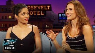 Freida Pinto, Saffron Burrows & James: a Couch of Models