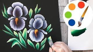 NEW WAY to paint the IRIS flower, one stroke for beginners