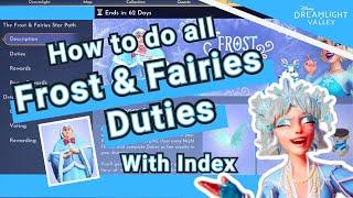 ALL Frost & Fairies Star Path Duties with index// Disney Dreamlight Valley