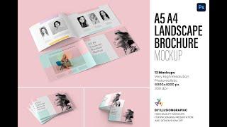 A5 / A4 Landscape Brochure Mockup  - 12 views