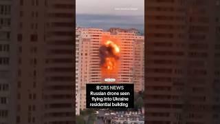 Russian drone filmed flying into Kyiv, Ukraine residential building #shorts
