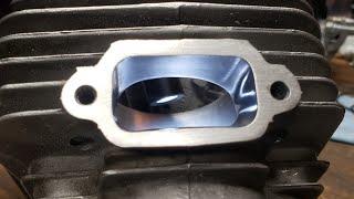 CHAINSAW PORTING TIPS: Polishing exhaust ports to a mirror finish... it IS worth it!!! My method...