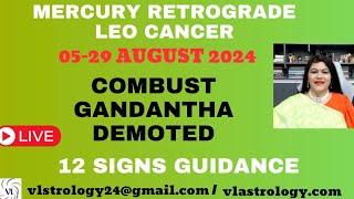 Mercury Retrograde Leo Demoted to Cancer Combust At War / 12 Signs Guidance/ by VL