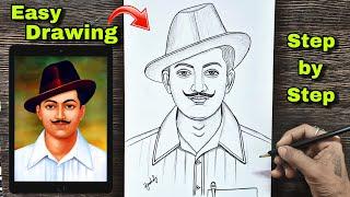 Bhagat Singh drawing || How to draw Bhagat singh step by step || Bhagat singh easy pencil drawing