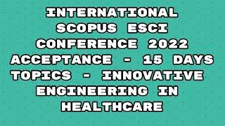 International Conference 2022 / Scopus indexed conference / esci / 15 days acceptance  #shorts