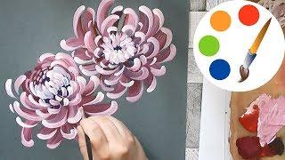 Chrysanthemum painting by a round brush, version 2