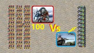 100 Tesla vs 10 Sniper BF  Red Alert 2