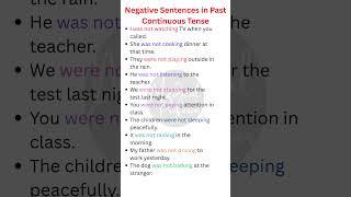 10 Negative Sentences in Past Continuous Tense | English Grammar Made Easy