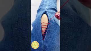 How to repair holes in clothes? Amazing Embroidery Stitches For Beginners /Guide to Sewing. #shorts