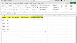 How To Calculate the Percentage of Yes and No in Excel