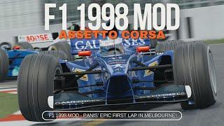 Assetto Corsa F1 1998 Mod - Olivier Panis’ Epic First Lap in Melbourne! (Prost AP01 Free Download)