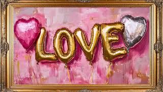 Romantic Gold Love Balloon Art Screensaver | Valentine's Day Frame Art for TV 4K