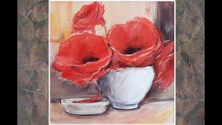 Red Poppies / Modern / STEP by STEP / Acrylic Painting / MariArtHome