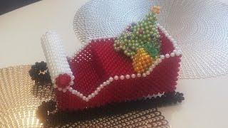 Diy Sleigh Santa Claus from beads. Сани Дед Мороза из бусин .