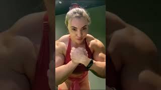 beautiful female bodybuilder Jessica sestrem  flex biceps and shoulder #gym #viral #shorts
