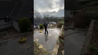 Look at that sky! And the before and after of the patio  #cleaning #satisfying #pressurewashing