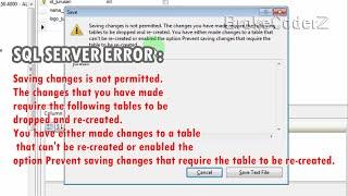 Mengatasi SQL SERVER Error : Saving changes is not permitted. The changes that.................