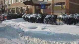 Galati - Garii and Balcescu Streets filmed from MAZ 203 cabin 24.12.2009